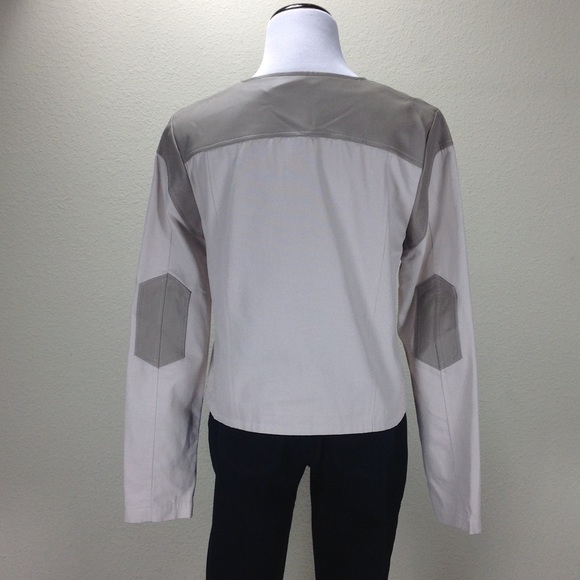 Jack. Oatmeal Cotton/Faux Leather Moto Jac… - Picture 3 of 8